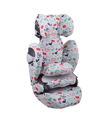 Cybex Pallas M-Fix y S-Fix - Vista 3/4 desplegada Dino Party