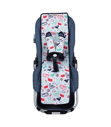 cochecito gemelar - Vista frontal dino party