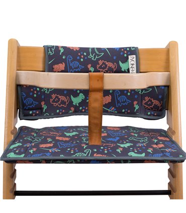 Stokke Tripp trapp - Vista frontal con retenedor Happy Dino