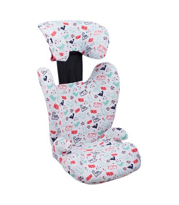 Britax römer kidfix y Nuna aace - vista 3/4 Detalle cabezal Dino Party