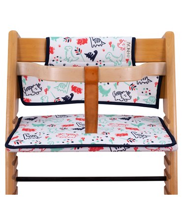 Stokke Tripp trapp - Vista frontal con retenedor Dino Party