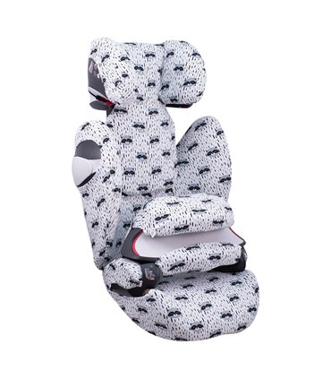 Cybex Pallas M-Fix y S-Fix - Vista 3/4 desplegada Racoon Town