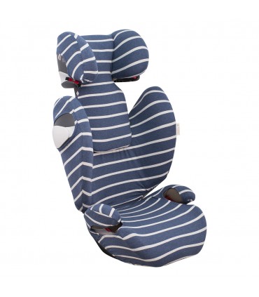 Funda para Cybex Solution M-S-Fix - Vista 3/4 desplegada Sailor Stripes