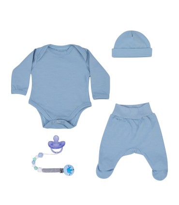 Conjunto primera puesta con Chupetero Baby Blue - 7