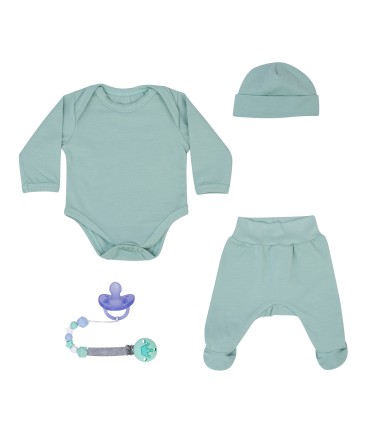 Conjunto primera puesta con Chupetero Pastel Green - 7
