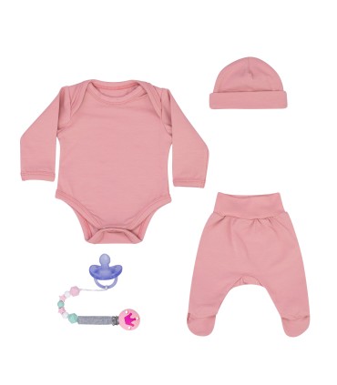 Conjunto primera puesta con Chupetero Rose Quartz - 7