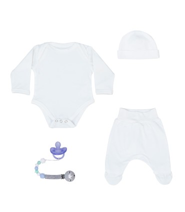 Conjunto primera puesta con Chupetero White Ivory - 7