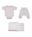 Conjunto primera puesta con capa de baño newborn Cream