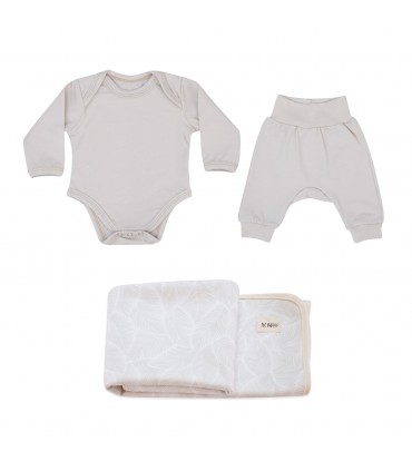 Conjunto primera puesta con capa de baño newborn Cream - 6