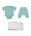 Conjunto primera puesta con capa de baño newborn Pastel Green