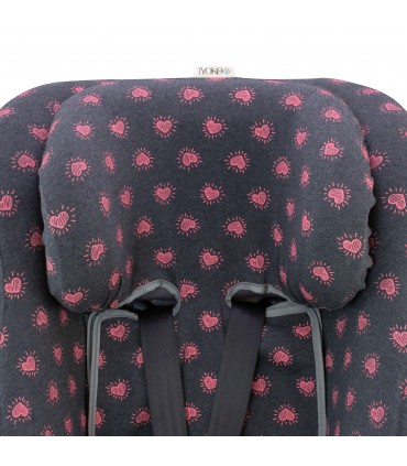 Joie Spin 360 y Nuna Rebl - Detalle cabezal Flour Heart