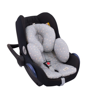 Vista lateral con sillita de coche reductor bebé dandelion