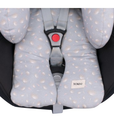 Vista frontal inferior con sillita de coche reductor dandelion